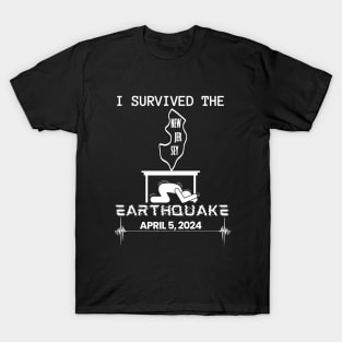 I Survived the New Jersey, NJ, NYC New York Earthquake April 5, 2024, Map of New Jersey Memorabilia T-Shirt